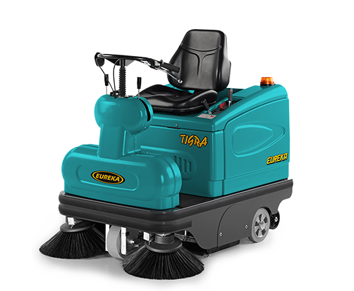 COMBINES THE MANEUVERABILITY AND USER-FRIENDLINESS OF A WALK-BEHI ND MACHINE WITH TH E EFFICIENCY OF A RID E-O N SWEEPER. TIGRA RIDE-ON VACUUM SWEEPERCOMBINES THE MANEUVERABILITY AND USER-FRIENDLINESS OF A WALK-BEHI ND MACHINE WITH TH E EFFICIENCY OF A RID E-O N SWEEPER. TIGRA RIDE-ON VACUUM SWEEPER